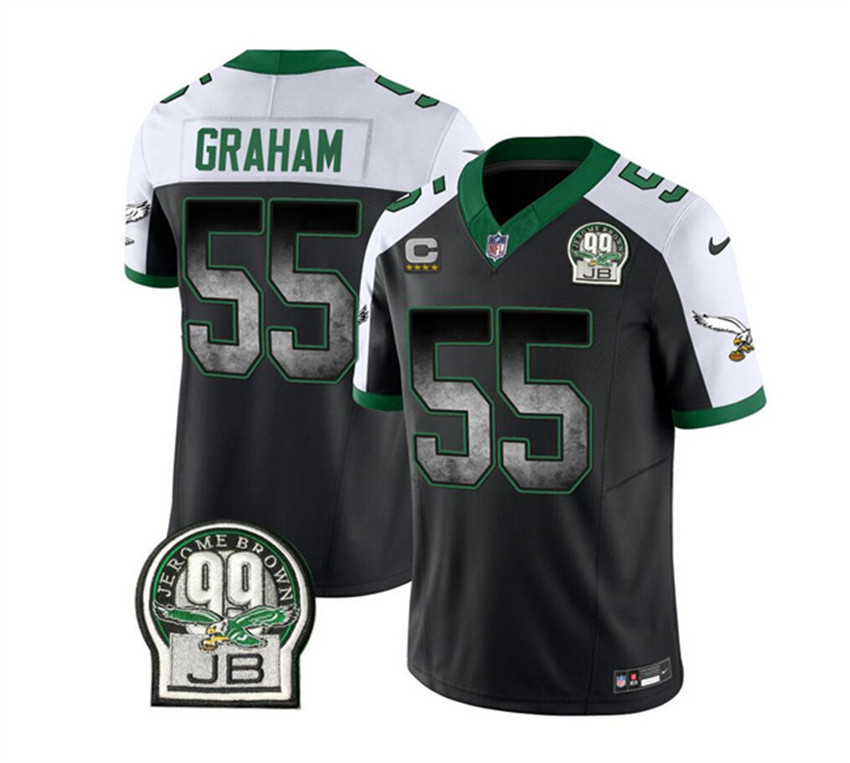 Men's Black/White Philadelphia Eagles #55 Brandon Graham 2023 F.U.S.E. With 4-star C Patch Throwback Vapor Untouchable Limited Stitched Football Jersey