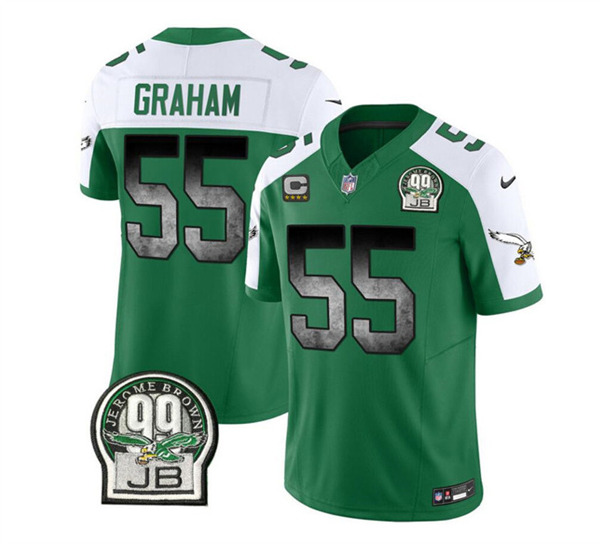 Men's Green/White Philadelphia Eagles #55 Brandon Graham 2023 F.U.S.E. With 4-star C Patch Throwback Vapor Untouchable Limited Stitched Football Jersey