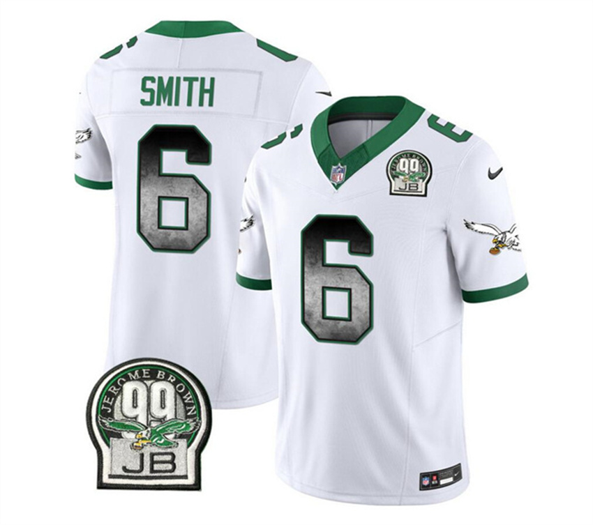 Men's White Philadelphia Eagles #6 DeVonta Smith 2023 F.U.S.E. Throwback Vapor Untouchable Limited Stitched Football Jersey