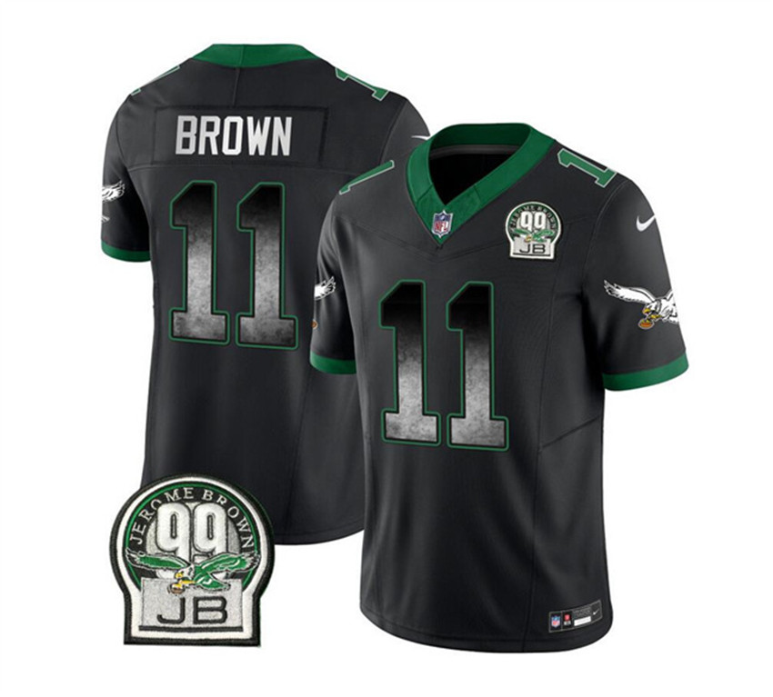 Men's Black Philadelphia Eagles #11 A. J. Brown 2023 F.U.S.E. Throwback Vapor Untouchable Limited Stitched Football Jersey