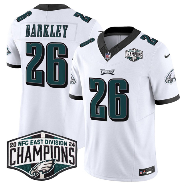 Men's White Philadelphia Eagles #26 Saquon Barkley 2024 NFC East Champions F.U.S.E. Vapor Untouchable Limited Stitched Football Jersey