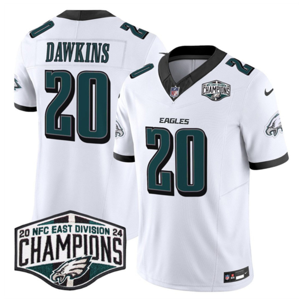 Men's White Philadelphia Eagles #20 Brian Dawkins 2024 New NFC East Champions F.U.S.E. Vapor Untouchable Limited Stitched Football Jersey
