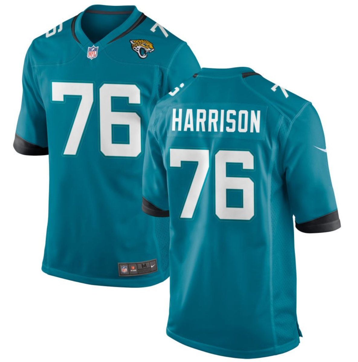 Men's Teal Jacksonville Jaguars #76 Anton Harrison 2023 Draft Stitched Game Jersey