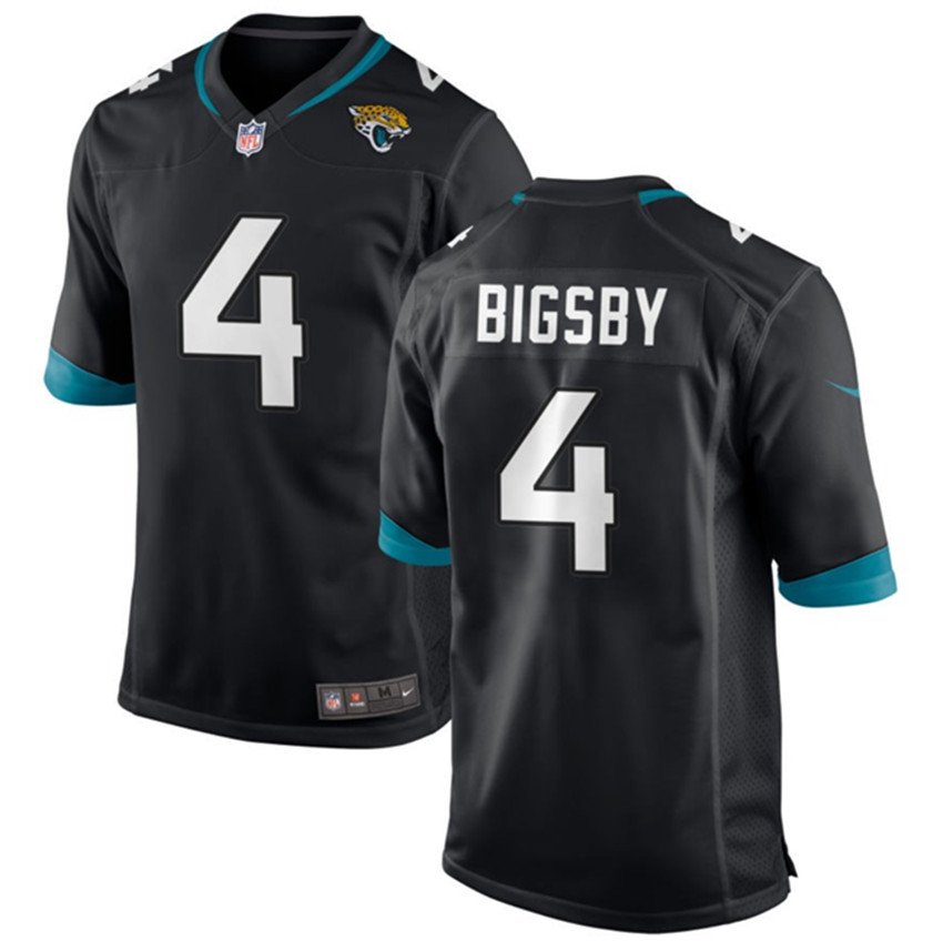 Men's Black Jacksonville Jaguars #4 Tank Bigsby Stitched Game Jersey