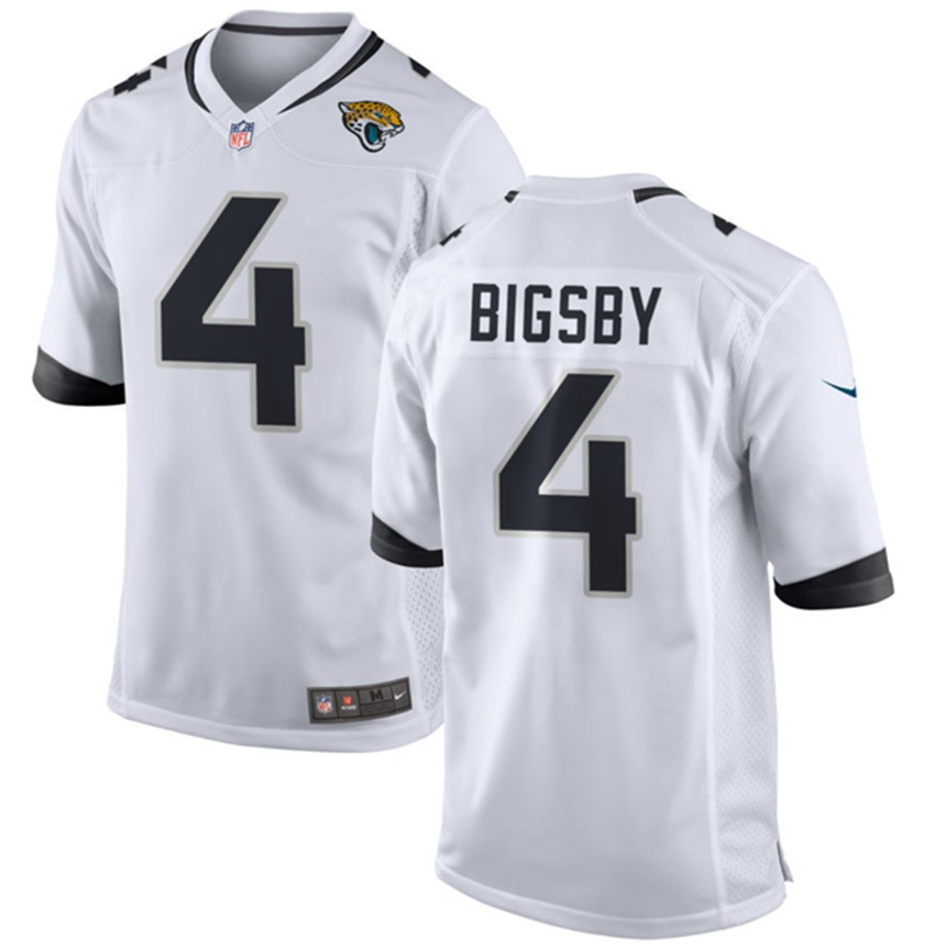Men's White Jacksonville Jaguars #4 Tank Bigsby Stitched Game Jersey