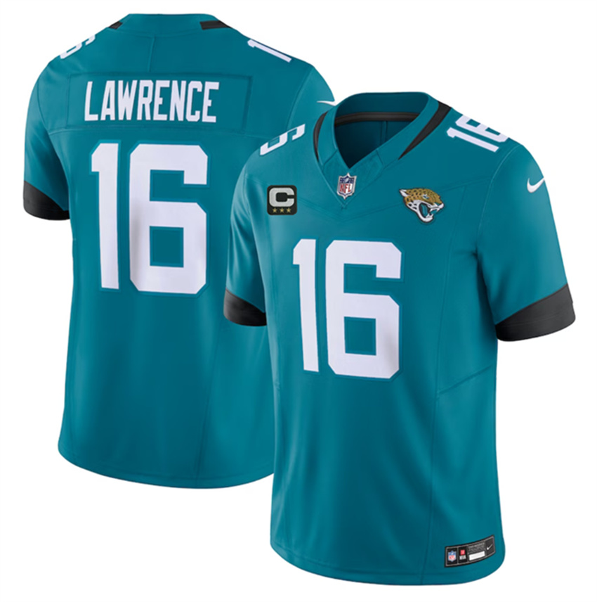 Men's Teal Jacksonville Jaguars #16 Trevor Lawrence 2023 F.U.S.E With 3- Star C Patch Vapor Untouchable Limited Stitched Jersey