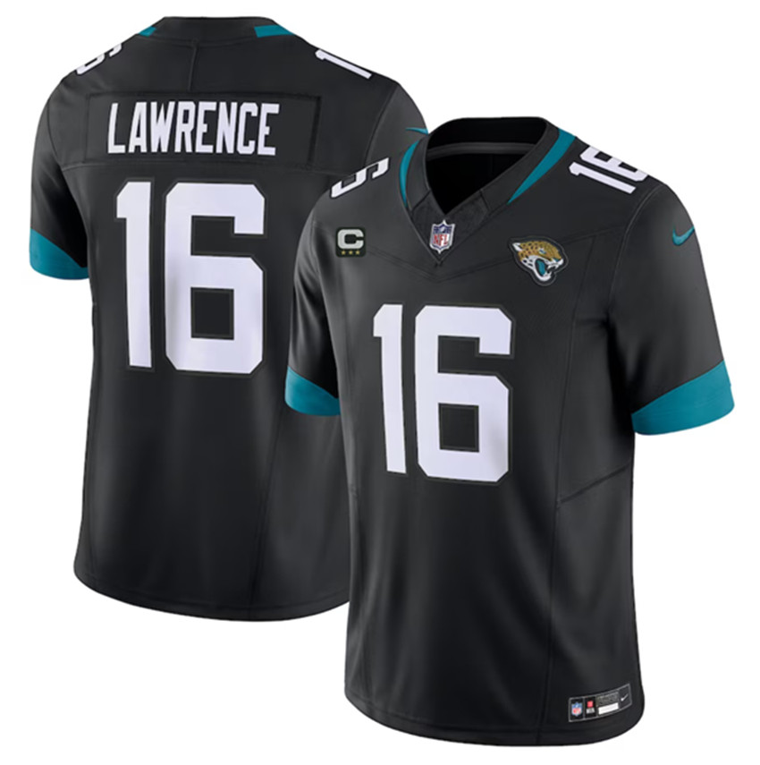 Men's Black Jacksonville Jaguars #16 Trevor Lawrence 2023 F.U.S.E With 3-Star C Patch Vapor Untouchable Limited Stitched Jersey