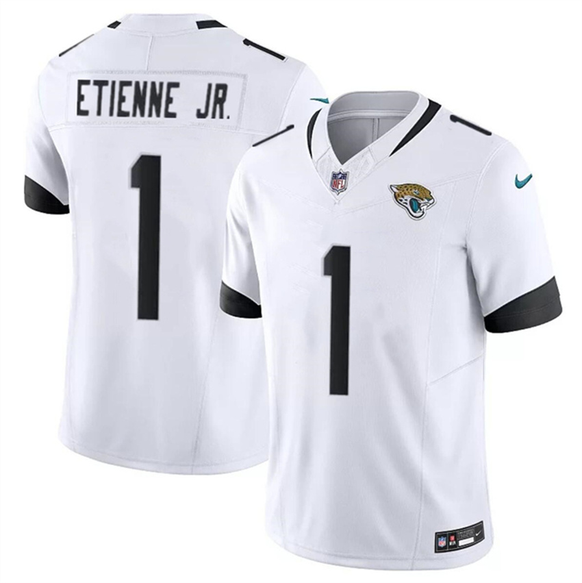 Men's White Jacksonville Jaguars #1 Travis Etienne Jr. 2023 F.U.S.E Vapor Untouchable Limited Stitched Jersey
