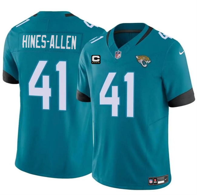 Men's Teal Jacksonville Jaguars #41 Josh Hines-Allen With 4-Star C Patch Vapor Untouchable Limited Stitched Jersey