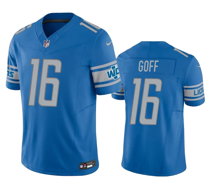 Men's Blue Detroit Lions #16 Jared Goff 2023 F.U.S.E. Vapor Untouchable Limited Stitched Jersey