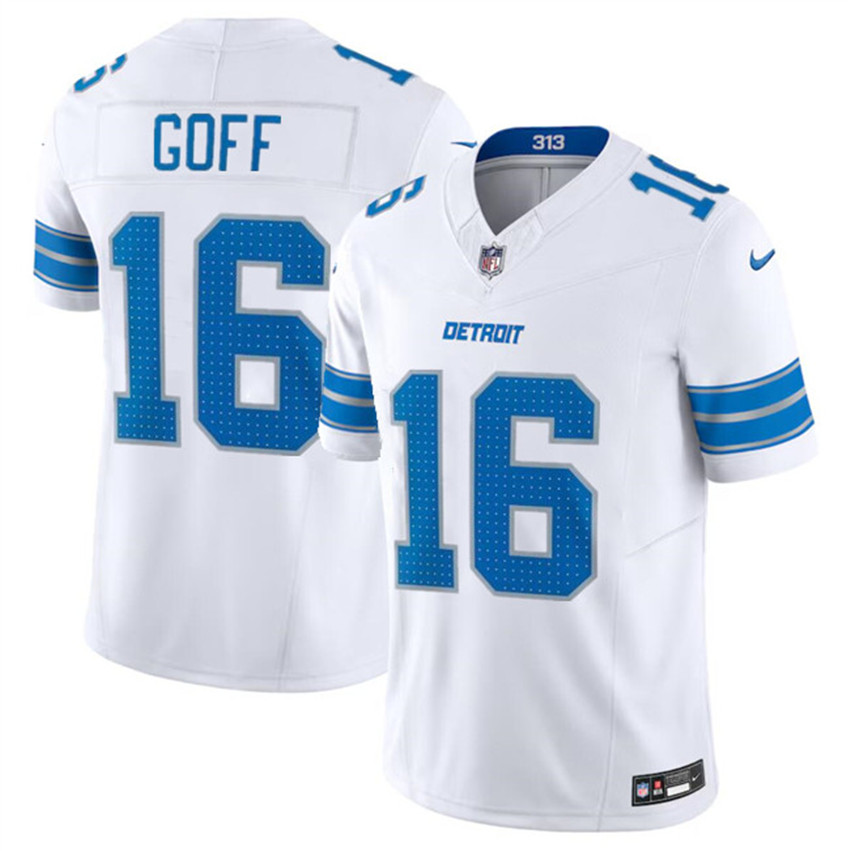 Men's White Detroit Lions #16 Jared Goff 2024 F.U.S.E. Vapor Limited Stitched Jersey