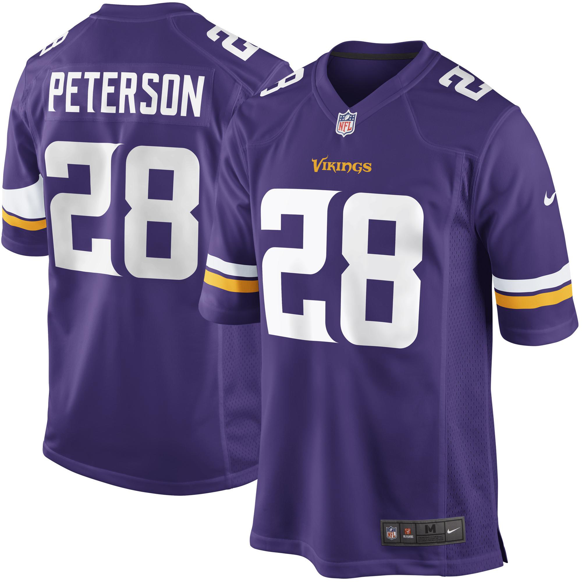 Men's Purple Minnesota Vikings #28 Adrian Peterson Stitched Game Jersey