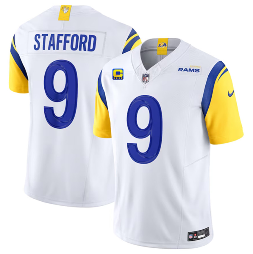 Men's White Los Angeles Rams #9 Matthew Stafford 2023 F.U.S.E. With 4-Star C Patch Vapor Untouchable Limited Stitched Jersey