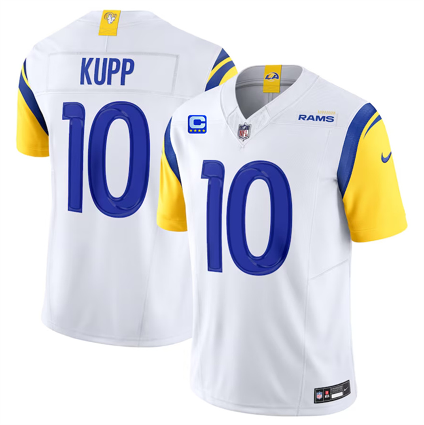 Men's White Los Angeles Rams #10 Cooper Kupp 2023 F.U.S.E. With 4-Star C Patch Vapor Untouchable Limited Stitched Football Jersey