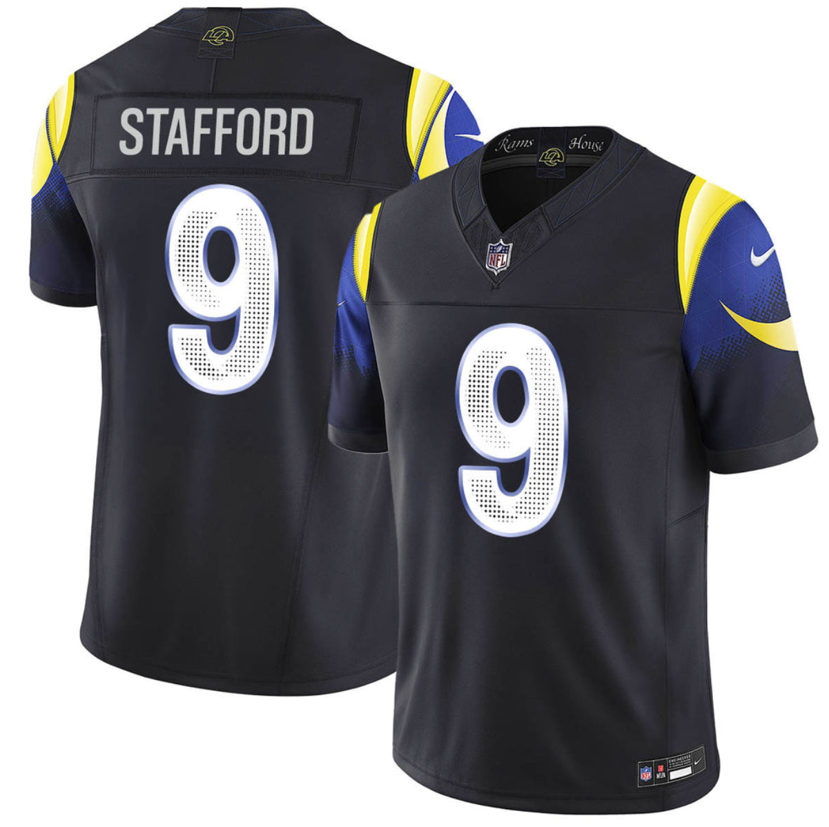 Men's Black Los Angeles Rams #9 Matthew Stafford 2025 F.U.S.E. “Rivalries” Vapor Limited Stitched Football Jersey
