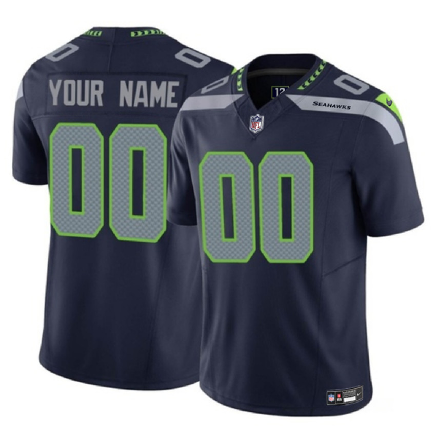 Men's Navy Seattle Seahawks Active Player Custom 2023 F.U.S.E Vapor Limited Stitched Football Jersey
