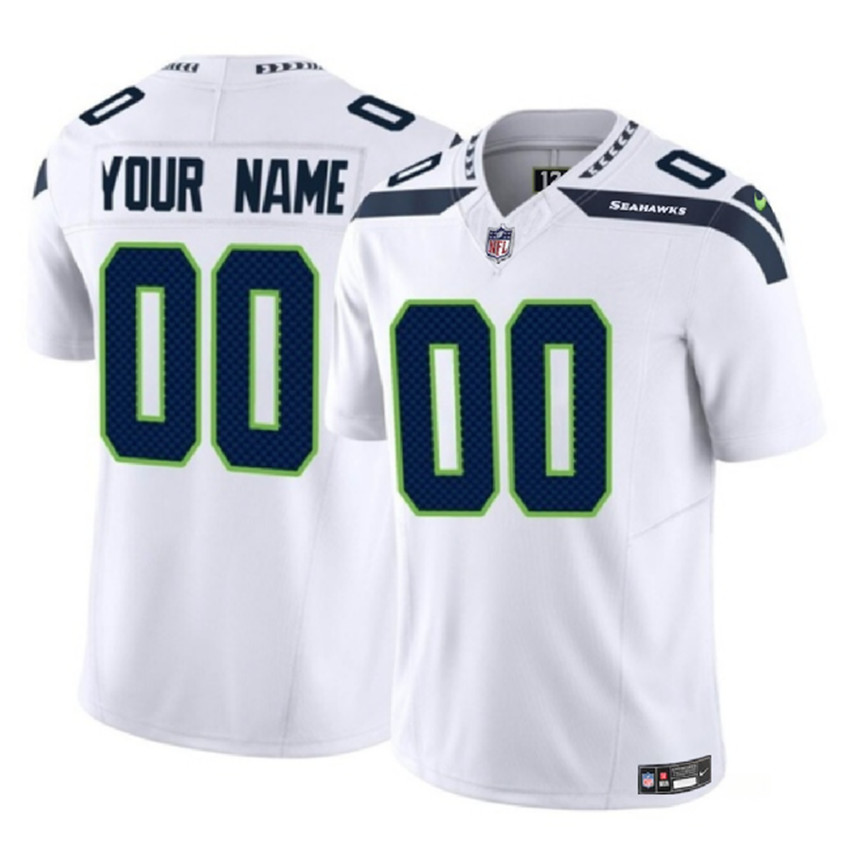 Men's White Seattle Seahawks Active Player Custom 2023 F.U.S.E. Vapor Limited Stitched Football Jersey