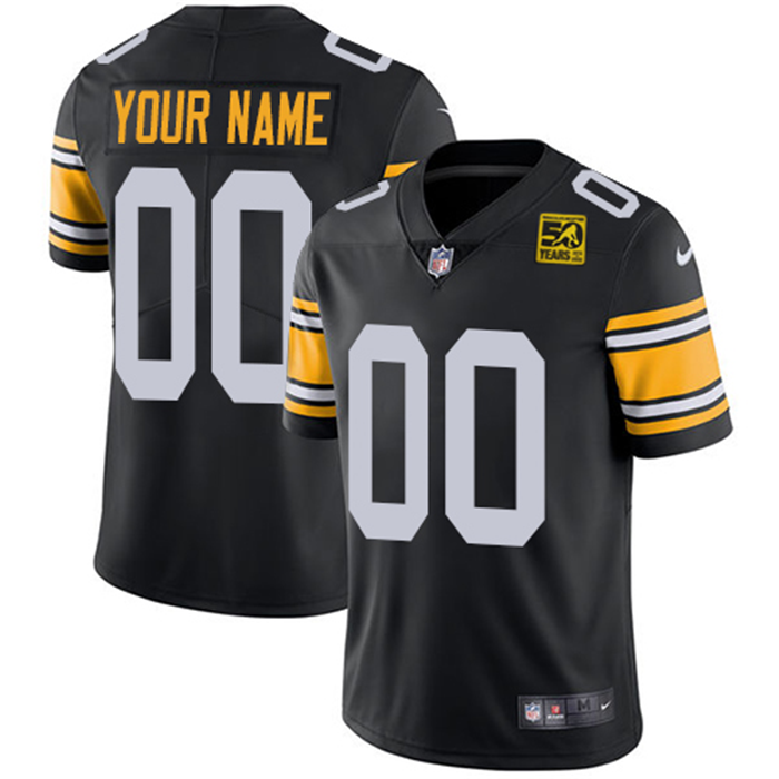 Men's Black Pittsburgh Steelers Active Player Custom 2023 50th Anniversary Vapor Untouchable Limited Jersey