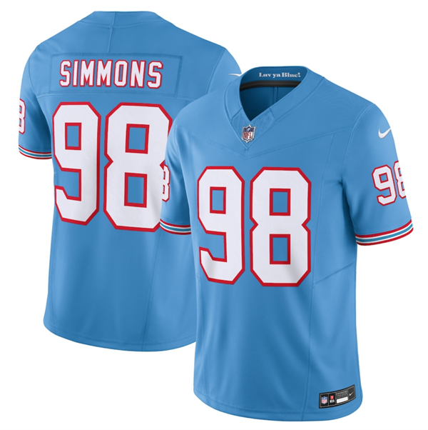 Men's Light Blue Tennessee Titans #98 Jeffery Simmons  2023 F.U.S.E. Vapor Limited Throwback Stitched Football Jersey