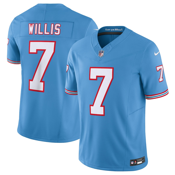 Men's Light Blue Tennessee Titans #7 Malik Willis 2023 F.U.S.E. Vapor Limited Throwback Stitched Football Jersey