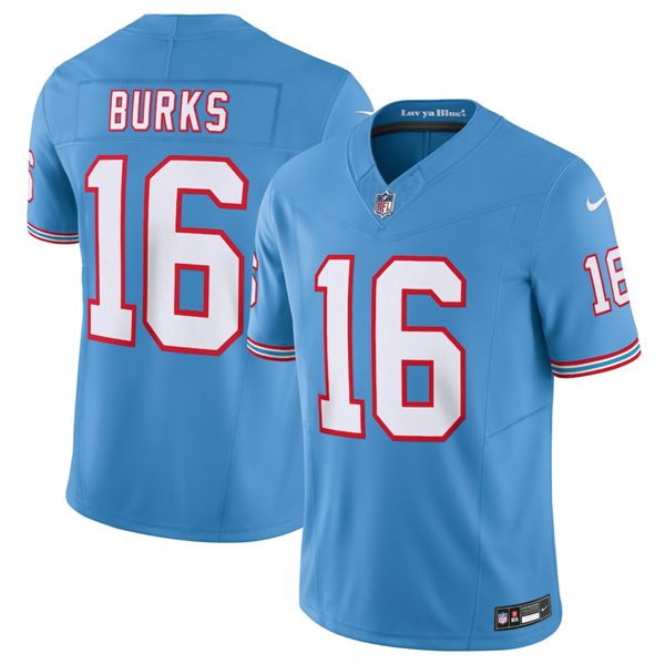Men's Light Blue Tennessee Titans #16 Treylon Burks 2023 F.U.S.E. Vapor Limited Throwback Stitched Football Jersey