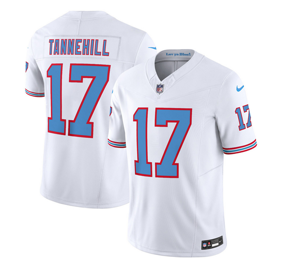 Men's White Tennessee Titans #17 Ryan Tannehill 2023 F.U.S.E. Vapor Limited Throwback Stitched Football Jersey