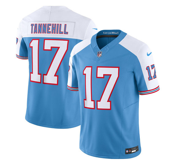 Men's Blue/White Tennessee Titans #17 Ryan Tannehill 2023 F.U.S.E. Vapor Limited Throwback Stitched Football Jersey