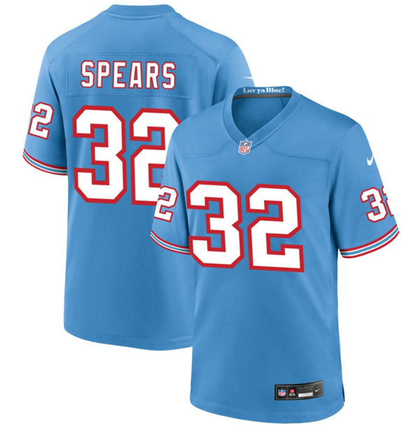 Men's Blue Tennessee Titans #32 Tyjae Spears Throwback Stitched Game Football Jersey