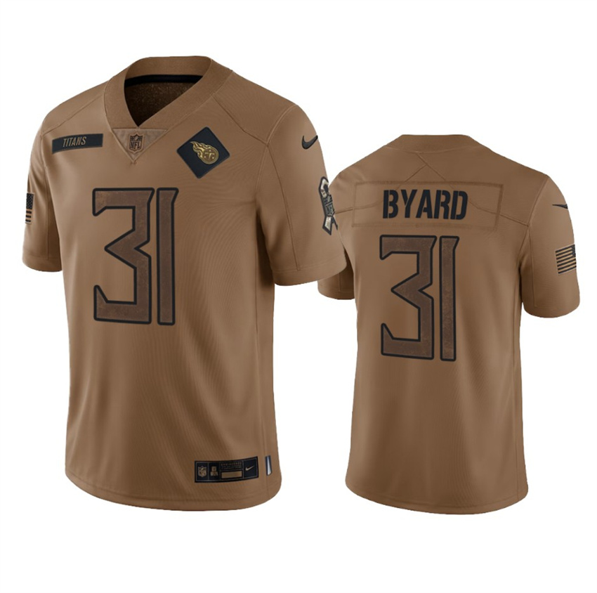 Men's Brown Tennessee Titans #31 Kevin Byard 2023 Salute To Service Stitched Football Jersey