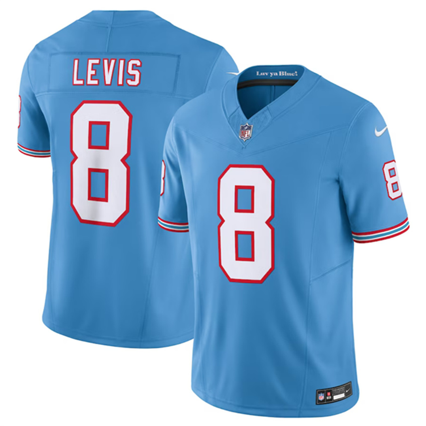Men's Light Blue Tennessee Titans #8 Will Levis 2023 F.U.S.E. Vapor Limited Throwback Stitched Football Jersey