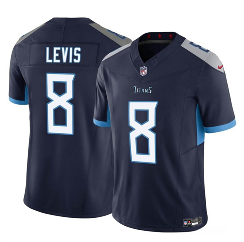 Men's Navy Tennessee Titans #8 Will Levis 2023 F.U.S.E. Vapor Limited Throwback Stitched Football Jersey