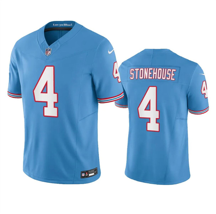Men's Light Blue Tennessee Titans #4 Ryan Stonehouse 2023 F.U.S.E. Vapor Limited Throwback Stitched Football Jersey
