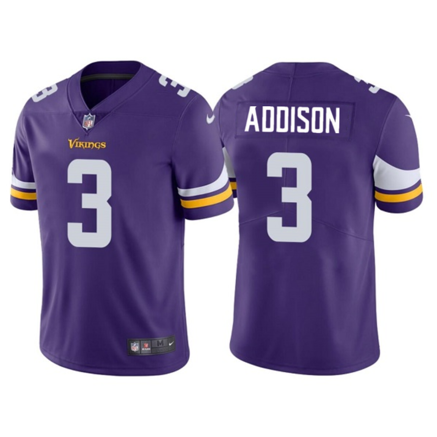 Men's Purple Minnesota Vikings #3 Jordan Addison 2023 Draft Vapor Untouchable Limited Stitched Jersey