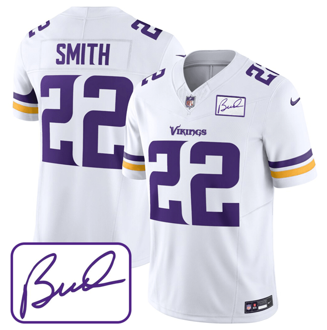 Men's White Minnesota Vikings #22 Harrison Smith 2023 F.U.S.E. Bud Grant patch Limited Stitched Jersey