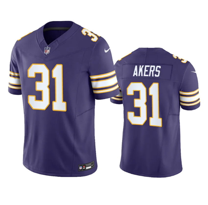 Men's Purple Minnesota Vikings #31 Cam Akers 2023 F.U.S.E. Vapor Throwback Limited Stitched Jersey