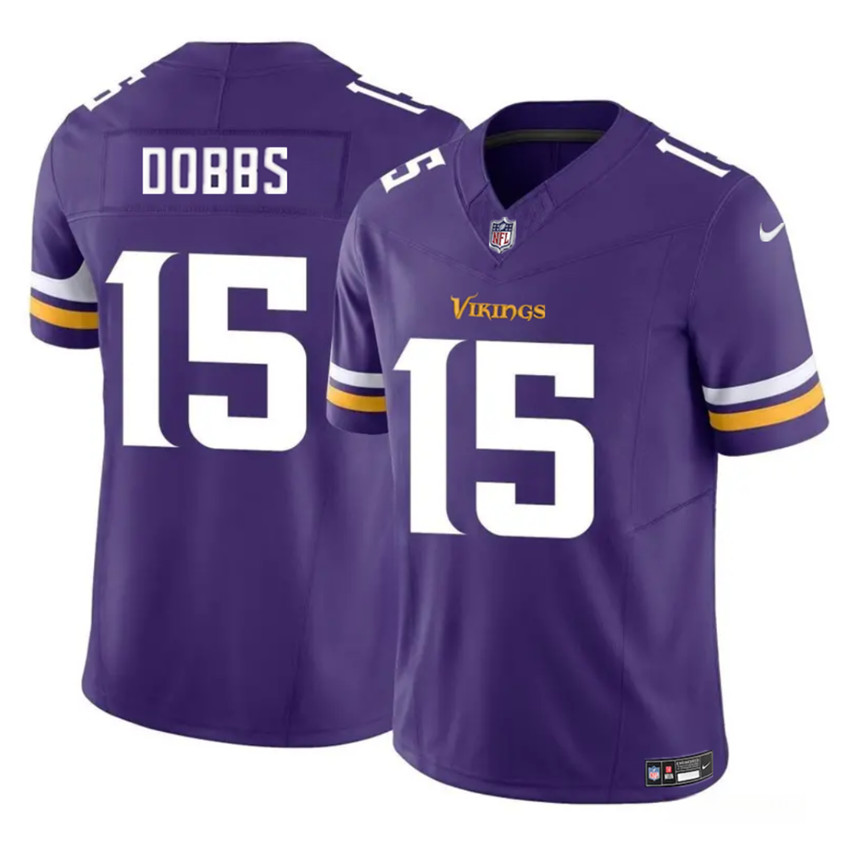 Men's Purple Minnesota Vikings #15 Josh Dobbs 2023 F.U.S.E. Vapor Untouchable Limited Stitched Jersey