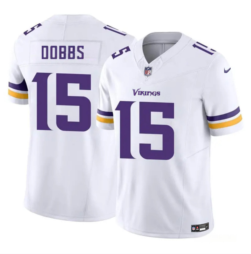 Men's White Minnesota Vikings #15 Josh Dobbs 2023 F.U.S.E. Vapor Untouchable Limited Stitched Jersey