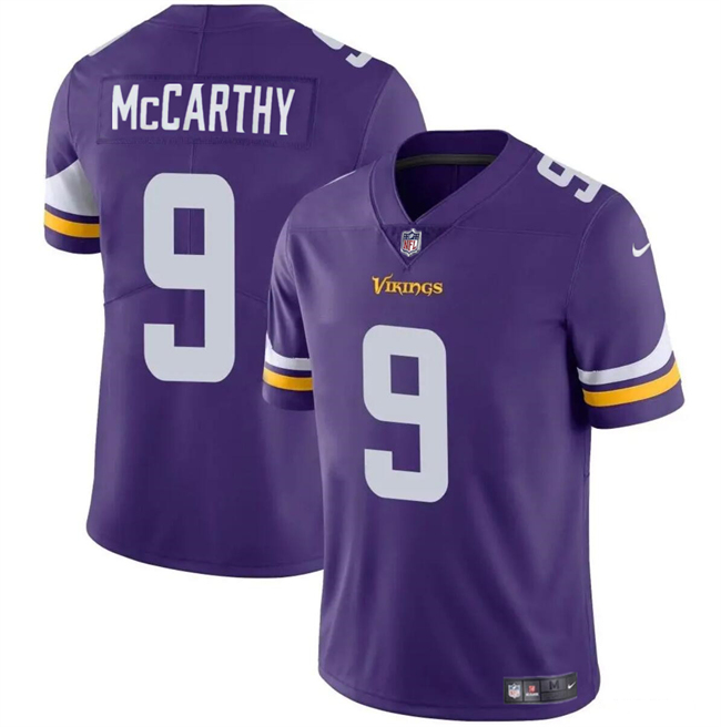 Men's Purple Minnesota Vikings #9 J.J. McCarthy 2024 Draft Vapor Untouchable Limited Stitched Jersey