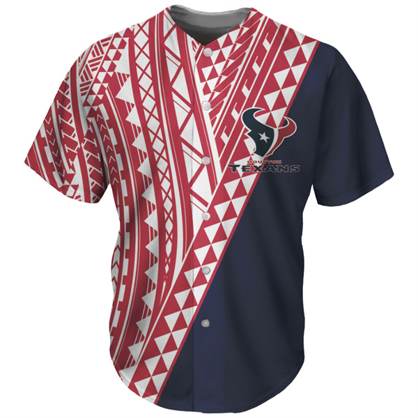 Men's Red/Navy Houston Texans  Baseball Jersey
