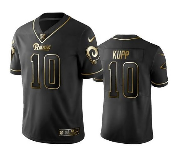 Men's Black Los Angeles Rams #10 Cooper Kupp  Golden Edition Limited Stitched Jersey