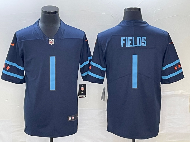 Men's Navy Chicago Bears #1 Justin Fields 2019 City Edition Limited Stitched NFL Jersey