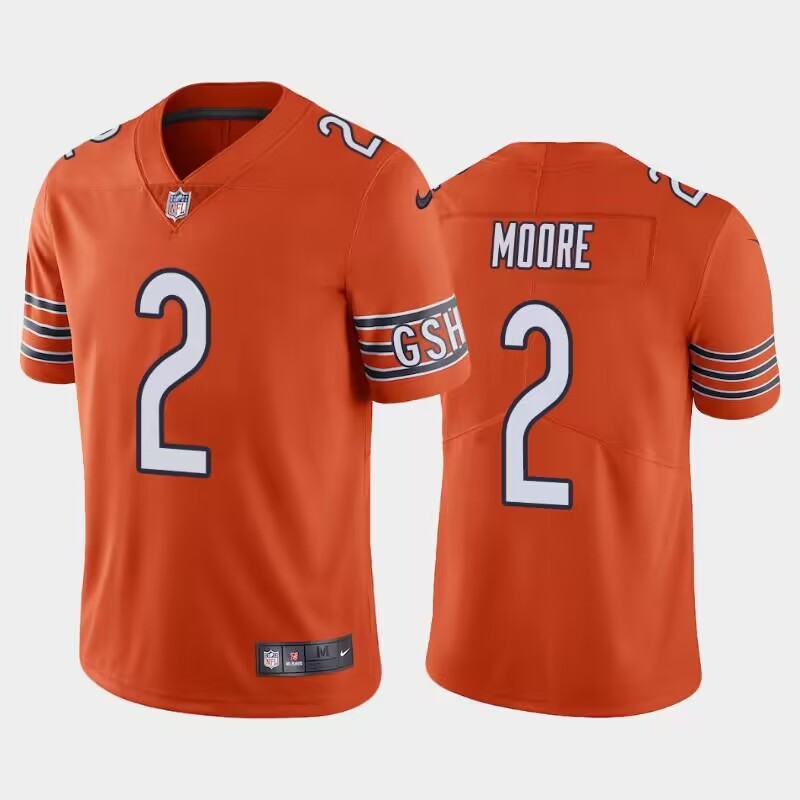Men's Orange Chicago Bears #2 D.J. Moore Vapor Untouchable Stitched Football Jersey