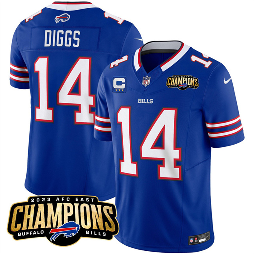 Men's Blue Buffalo Bills #14 Stefon Diggs 2023 F.U.S.E. AFC East Champions With 3-star C Ptach Stitched Football Jersey