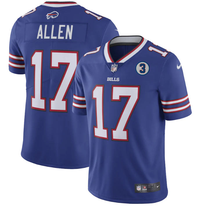 Men's Blue Buffalo Bills #17 Josh Allen With NO.3 Patch Vapor Untouchable Limited Stitched Jersey
