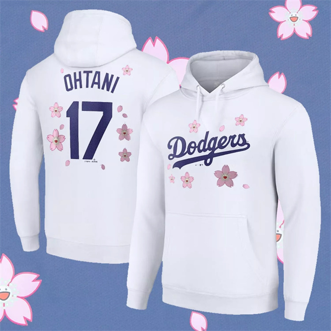 Men's White Los Angeles Dodgers #17 Shohei Ohtani 2025 Tokyo Series Pullover Hoodie