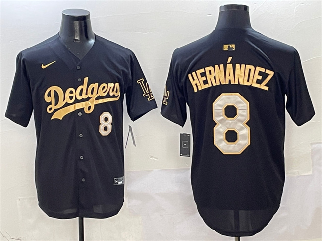 Men's Black/Gold Los Angeles Dodgers #8 Enrique Hernández Limited Stitched Baseball Jersey