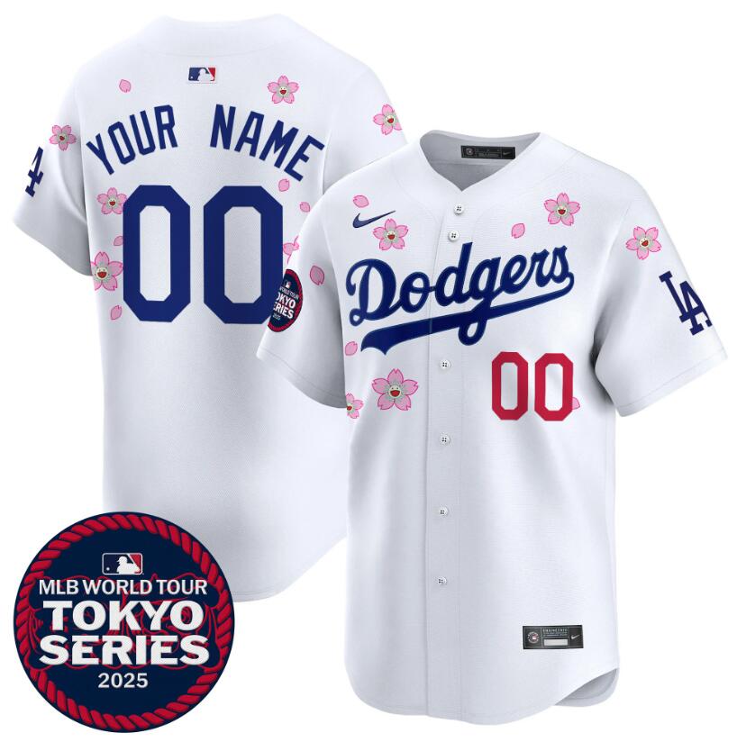 Men's White Los Angeles Dodgers Active Player Custom 2025 Tokyo Series Limited Stitched Baseball Jersey