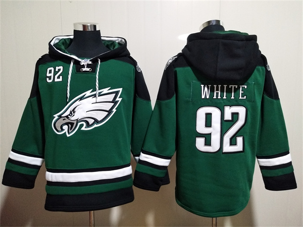 Men's Green Philadelphia Eagles #92 Reggie White Lace-Up Pullover Hoodie