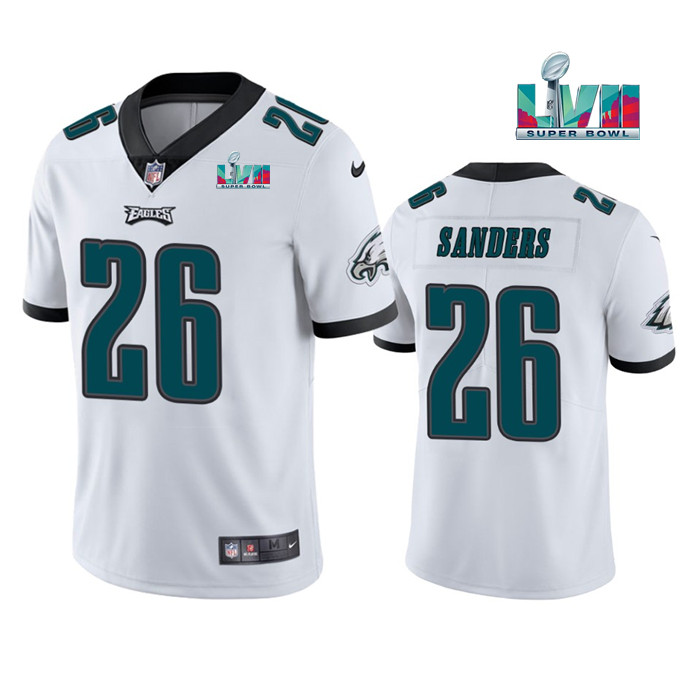 Men's White Philadelphia Eagles #26 Miles Sanders Super Bowl LVII Patch Vapor Untouchable Limited Stitched Jersey