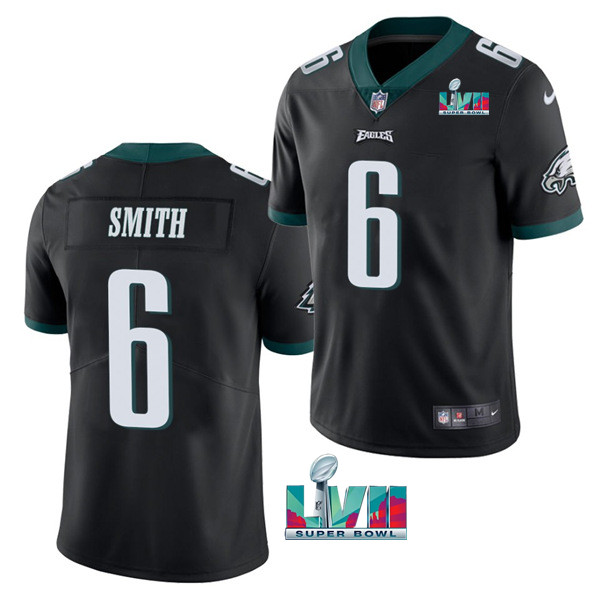 Men's Black Philadelphia Eagles #6 DeVonta Smith Super Bowl LVII Patch Vapor Untouchable Limited Stitched Jersey